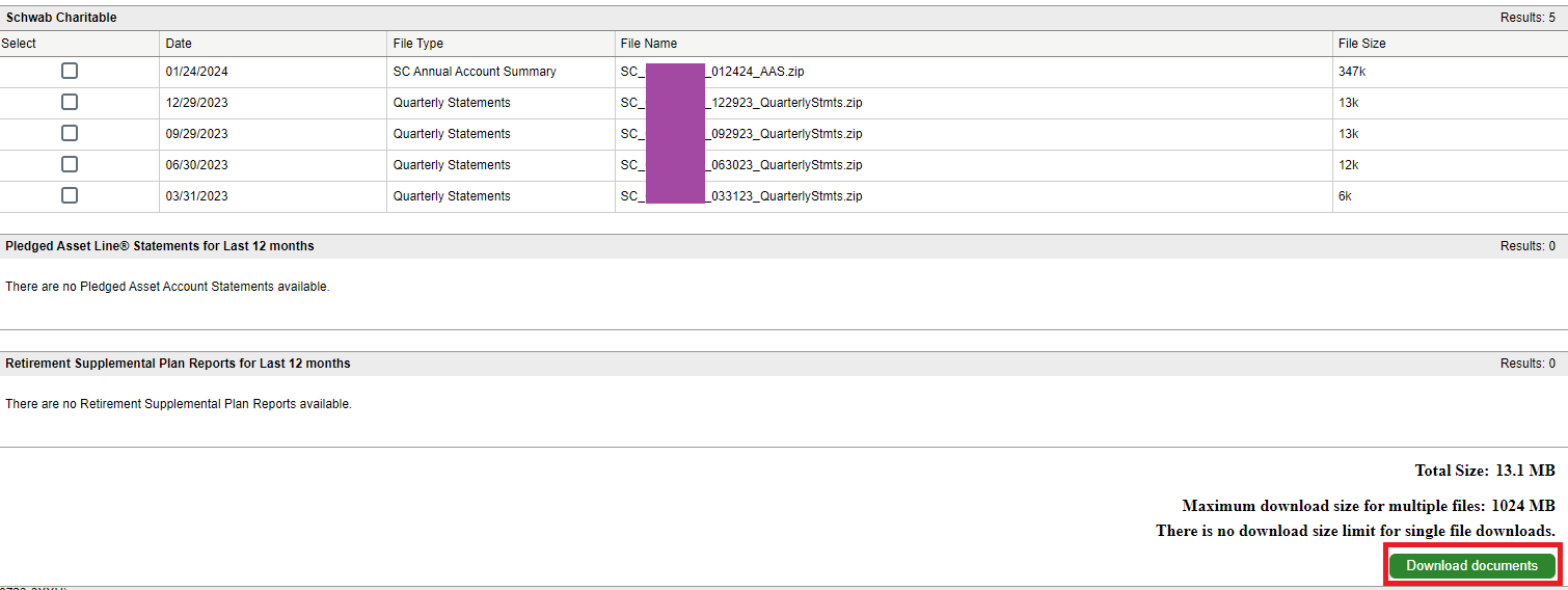 Schwab Historical Statements and Tax Documents Capitect